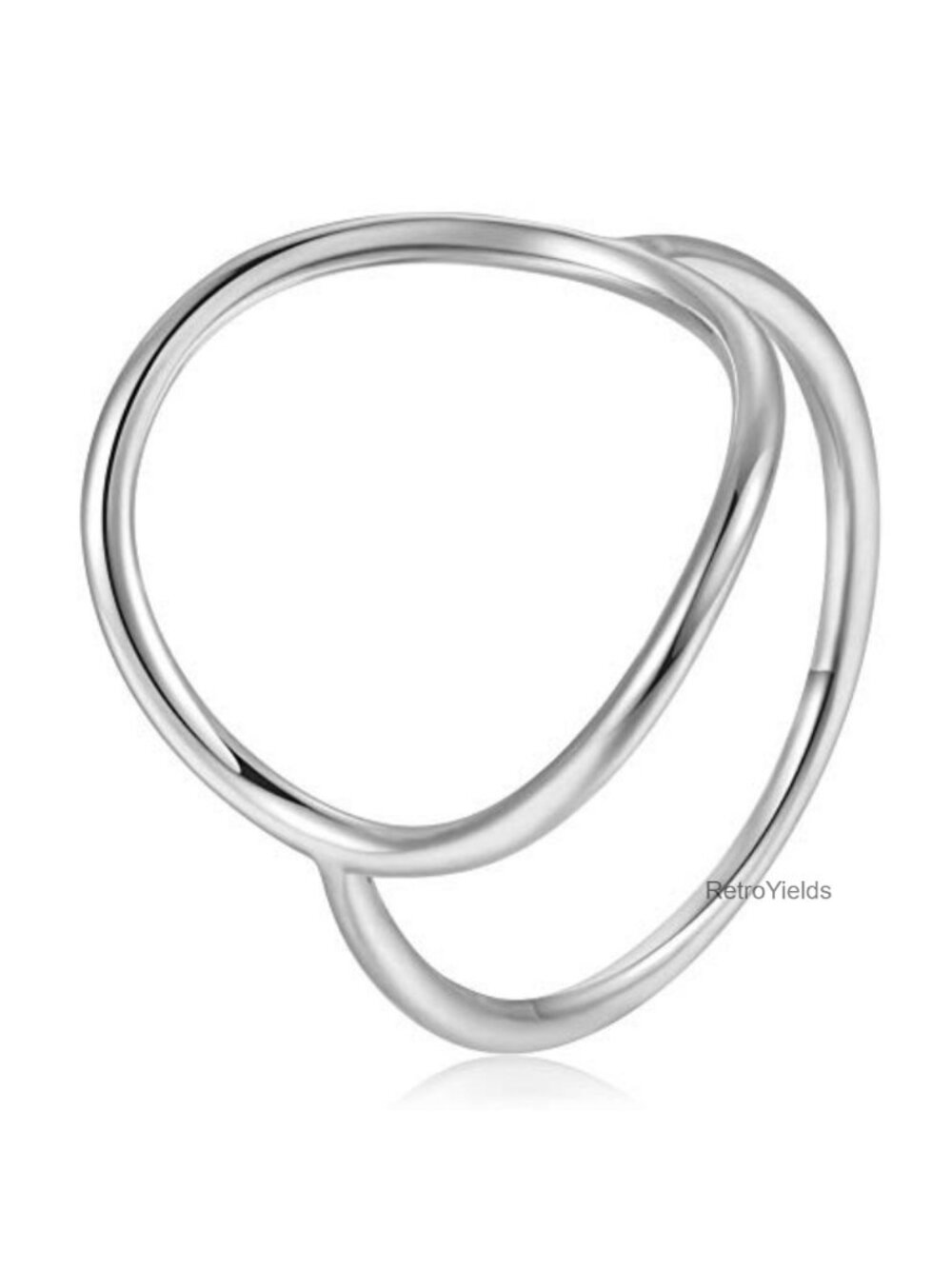 Sterling Silver 18K Yellow Gold Plated Open Circle Ring Band Modern
